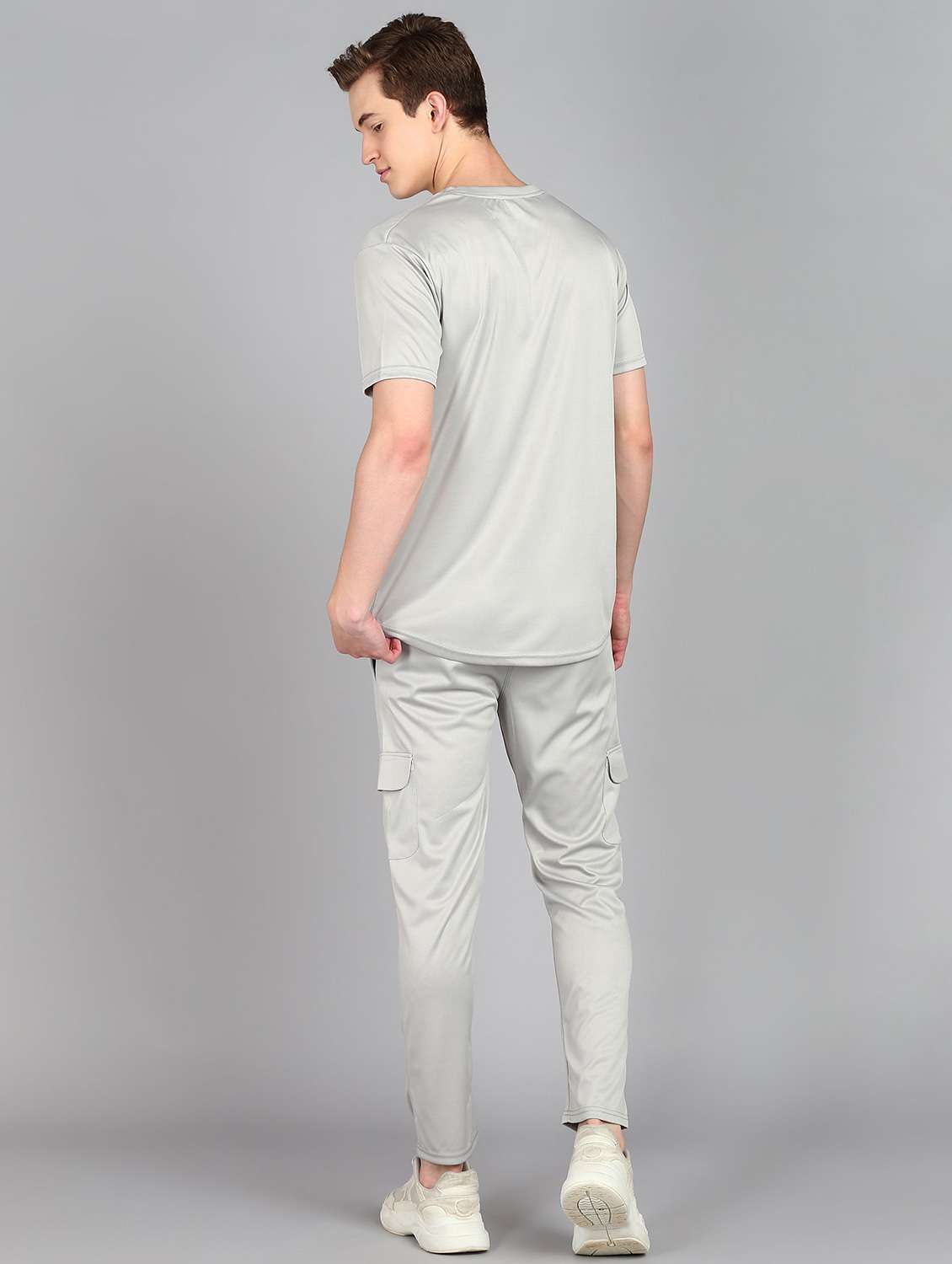 men solid short sleeve full length co-ord set - 22224340 -  Standard Image - 2