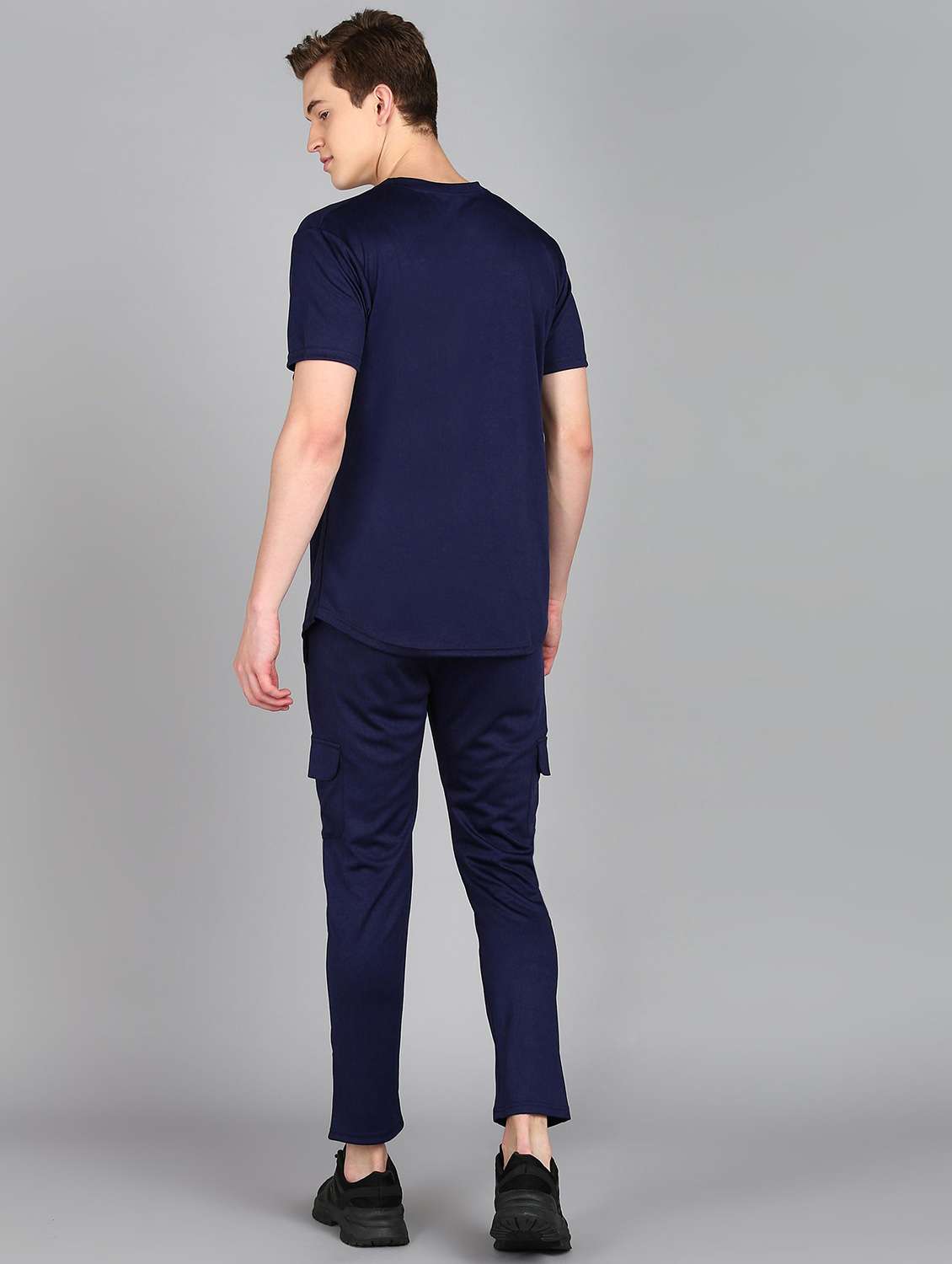 men solid short sleeve full length co-ord set - 22224342 -  Standard Image - 2