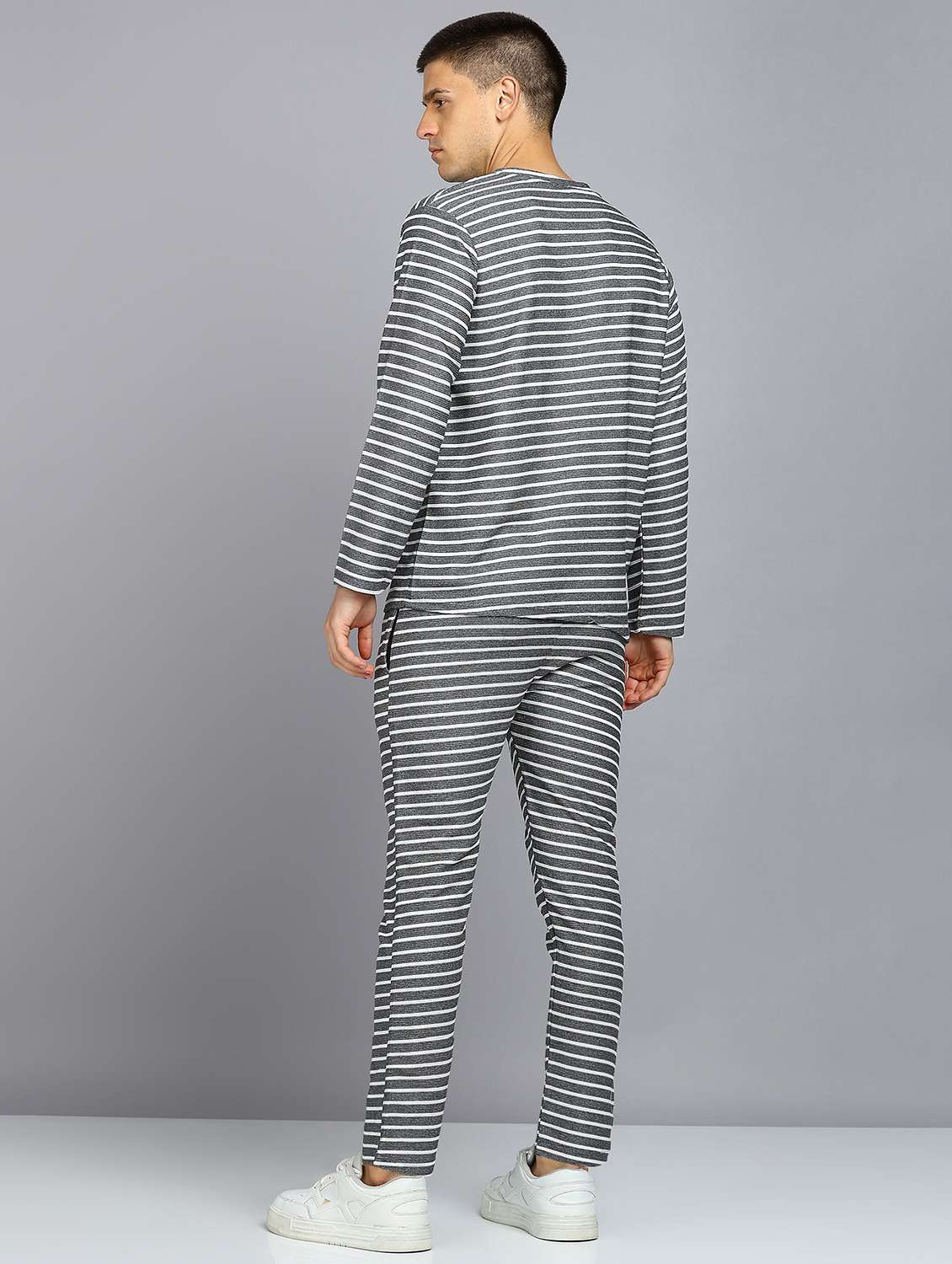 men striped full sleeve full length co-ord set - 22224343 -  Standard Image - 2