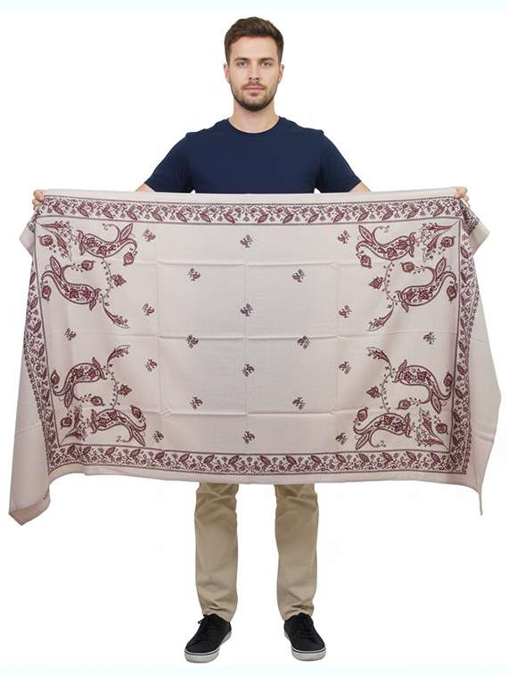 men solid with work pashmina shawl - 22224423 -  Standard Image - 2