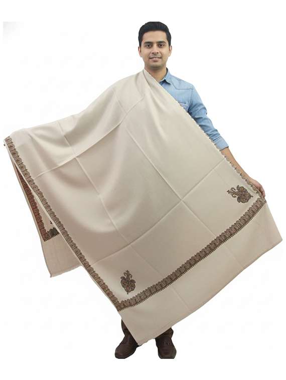 men solid with work pashmina shawl - 22224437 -  Standard Image - 2