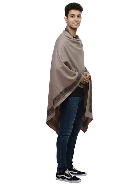 men solid with work pashmina shawl - 22224467 -  Standard Image - 2