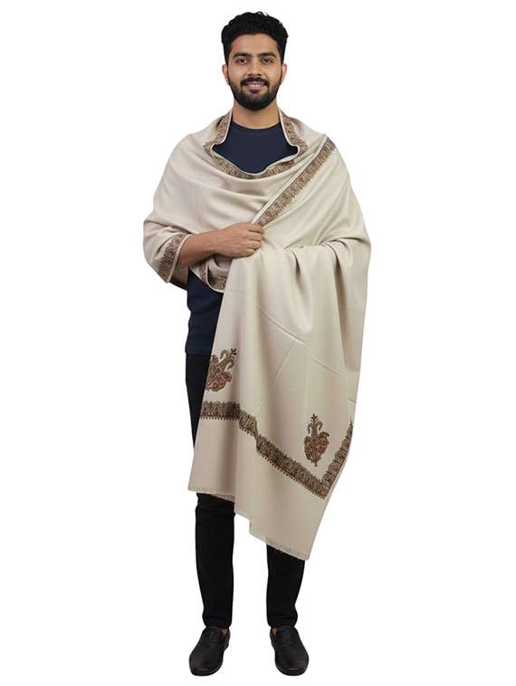 men solid with work pashmina shawl - 22224501 -  Standard Image - 2