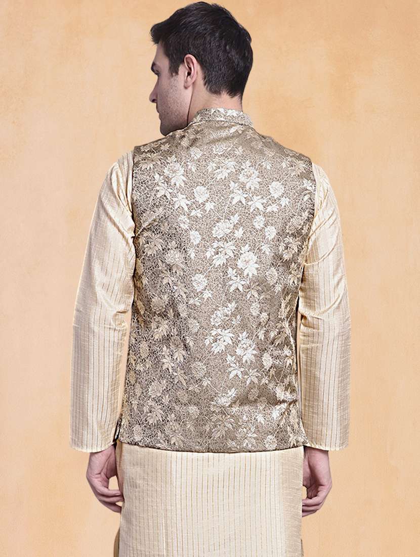 men self design mandarin neck regular fit nehru jacket - 22224567 -  Standard Image - 2