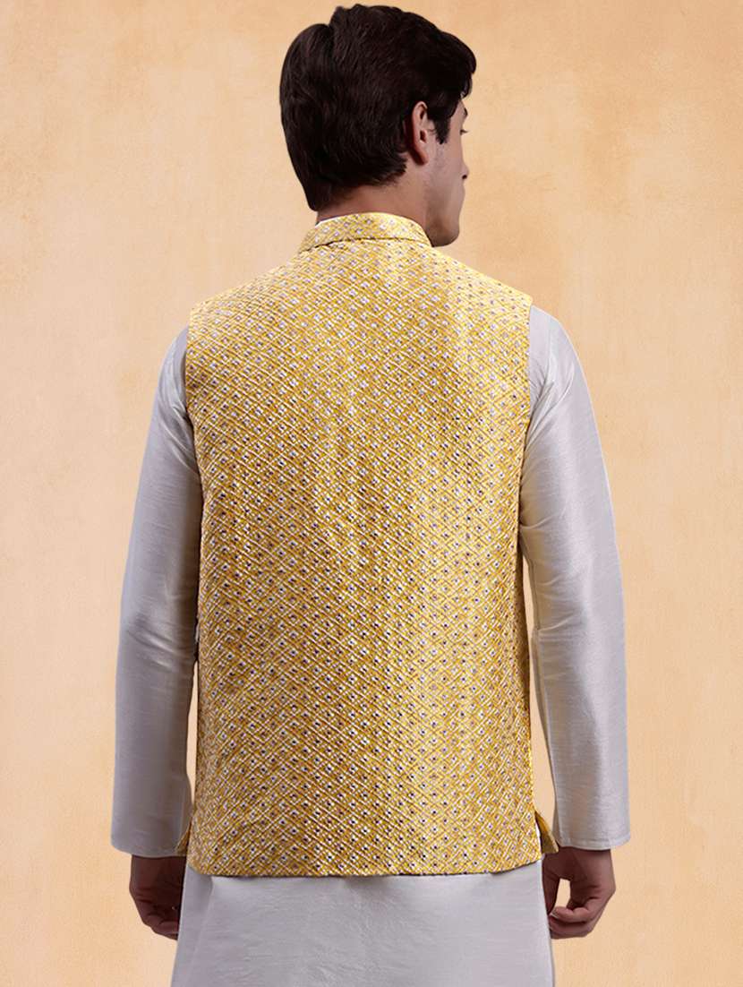 men self design mandarin neck regular fit nehru jacket - 22224570 -  Standard Image - 2