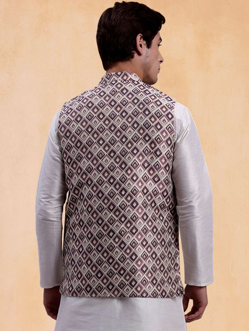 men self design mandarin neck regular fit nehru jacket - 22224572 -  Standard Image - 2