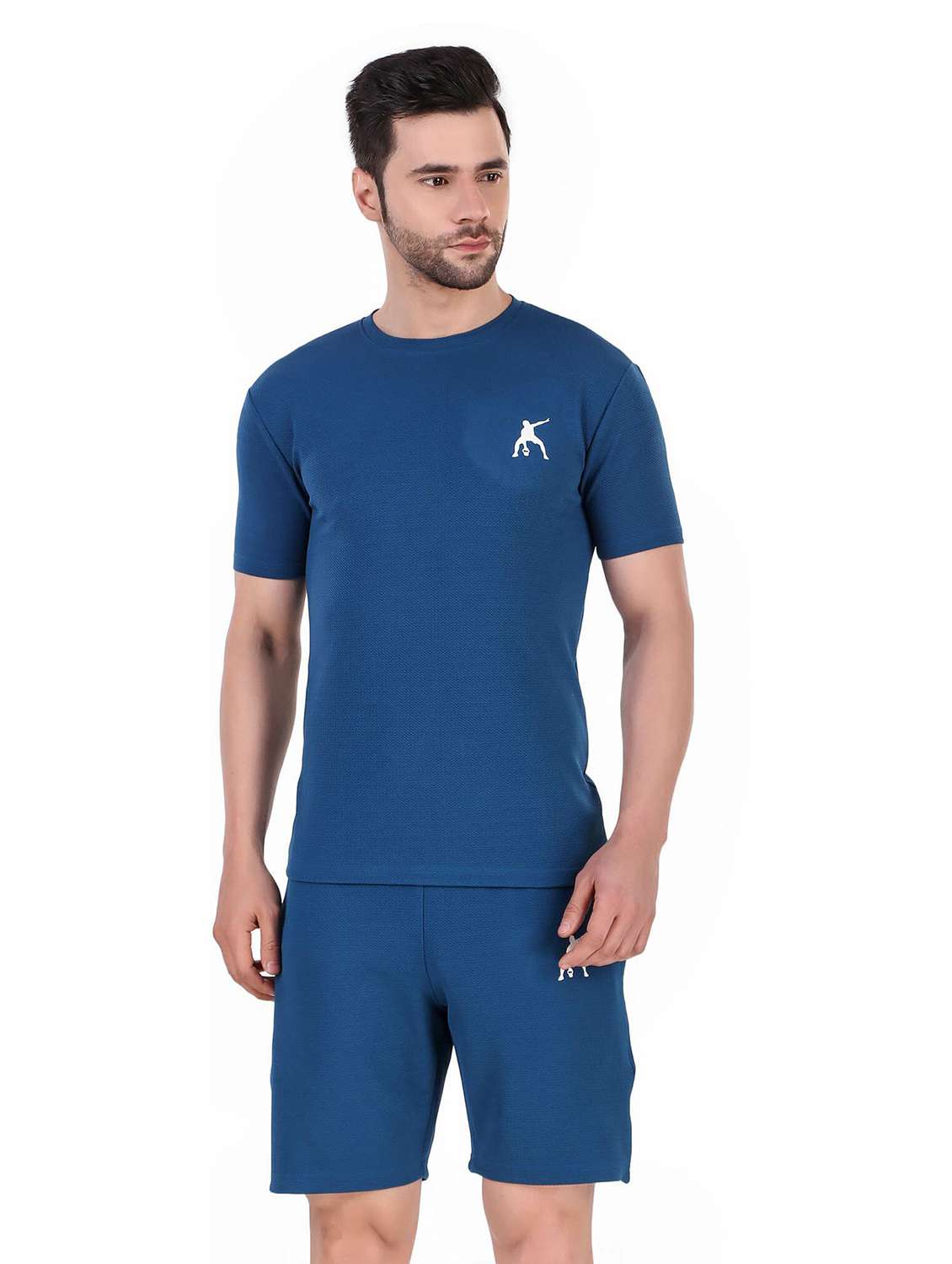 men solid short sleeve shorts & t-shirt co-ord set - 22224607 -  Standard Image - 2