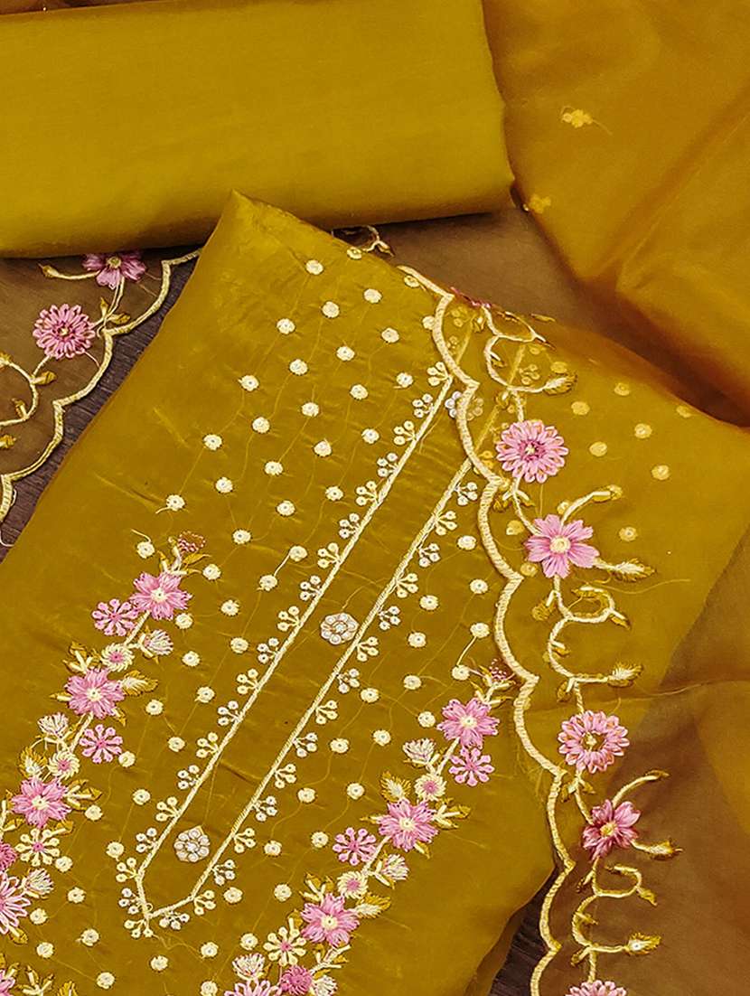 women solid with work embroidered unstitched suit set - 22224627 -  Standard Image - 2