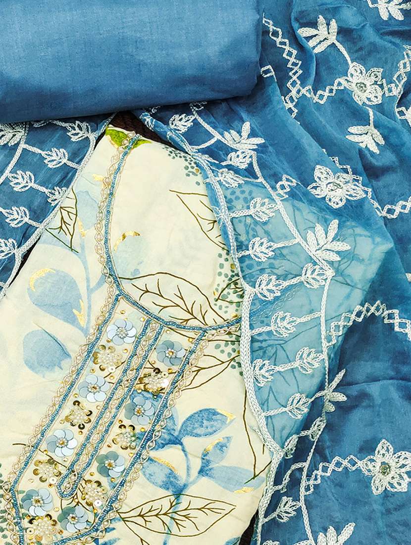 women printed embellished unstitched suit set - 22224645 -  Standard Image - 2