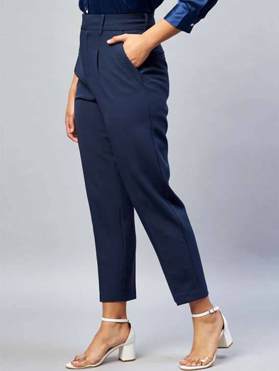 women solid high rise tailored trouser - 22224696 -  Standard Image - 2