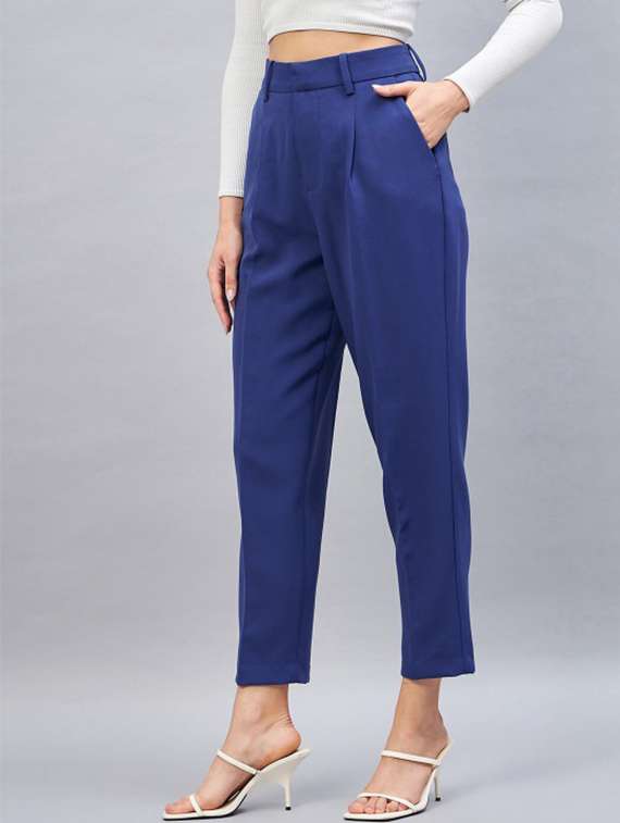 women solid high rise straight trouser - 22224701 -  Standard Image - 2