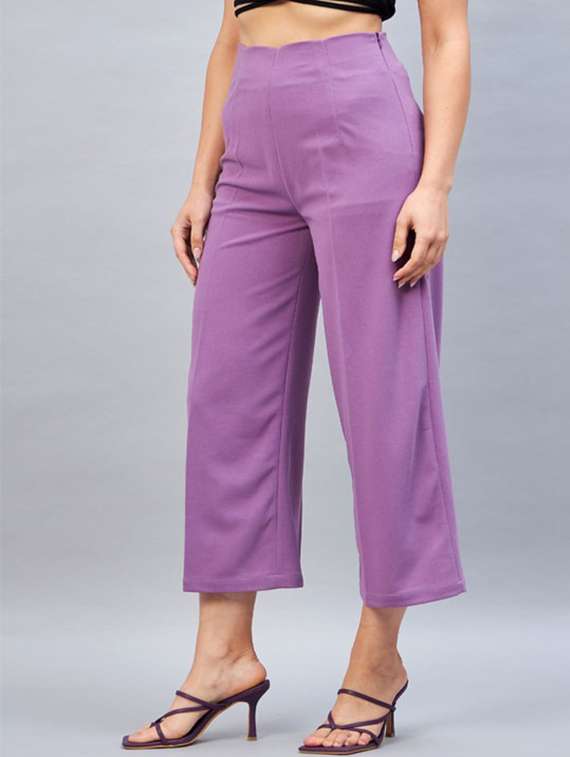 women solid high rise culottes - 22224704 -  Standard Image - 2