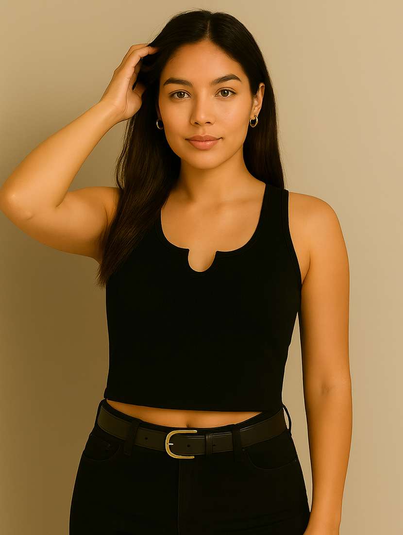 women solid sleeveless tank top