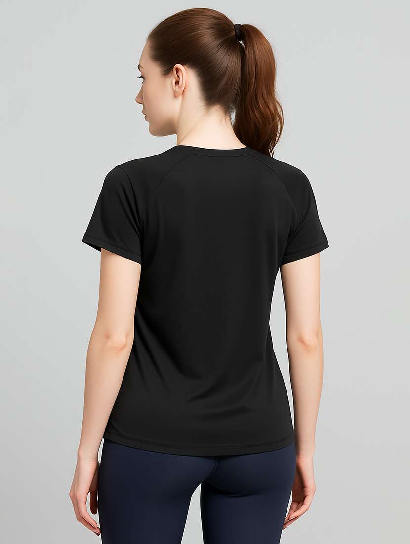 women black solid short sleeve t-shirt - 22224747 -  Standard Image - 2
