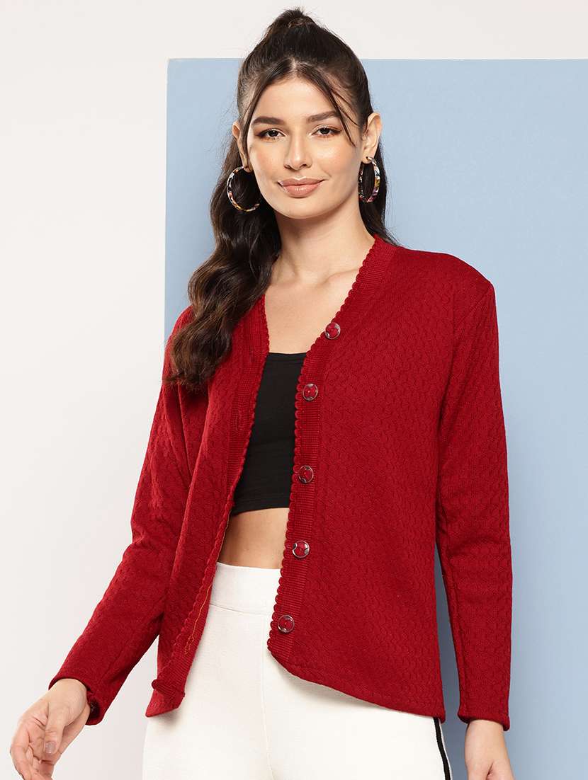 women self designed long sleeve cardigan