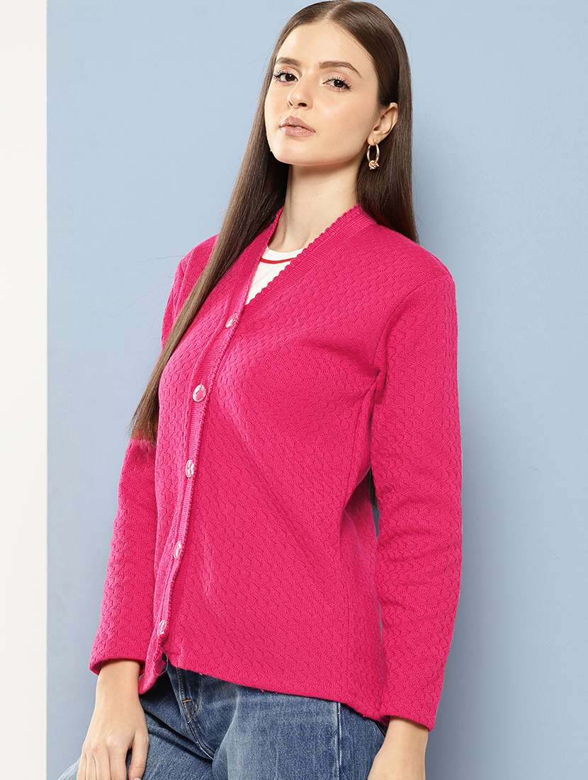 women self designed long sleeve cardigan - 22224764 -  Standard Image - 2