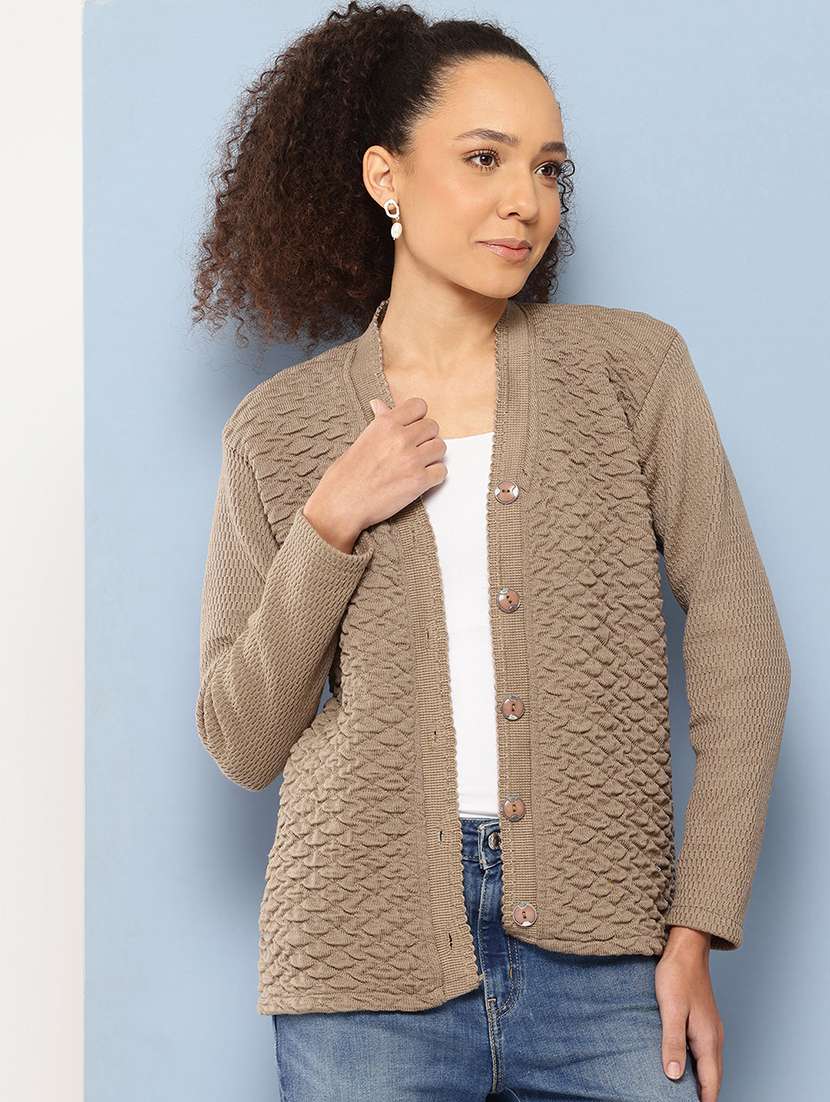 women self designed long sleeve cardigan