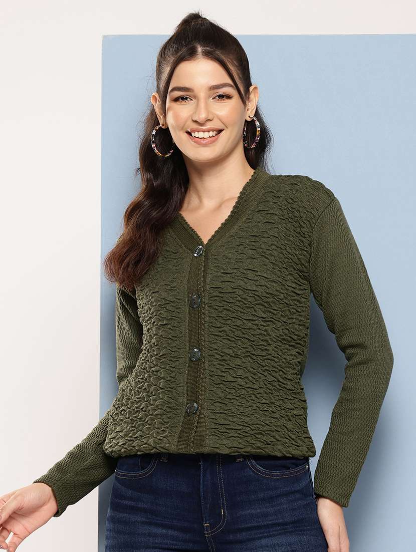 women self designed long sleeve cardigan