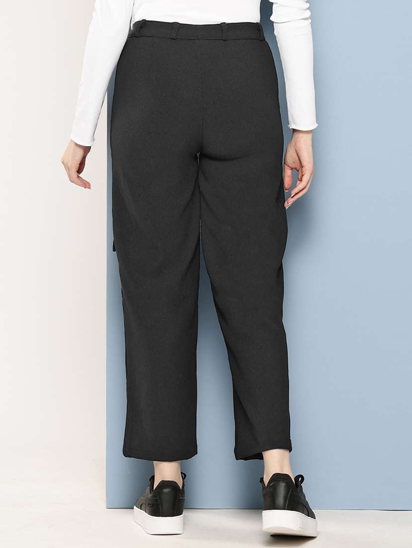 women solid mid rise regular fit cargo - 22224855 -  Standard Image - 2