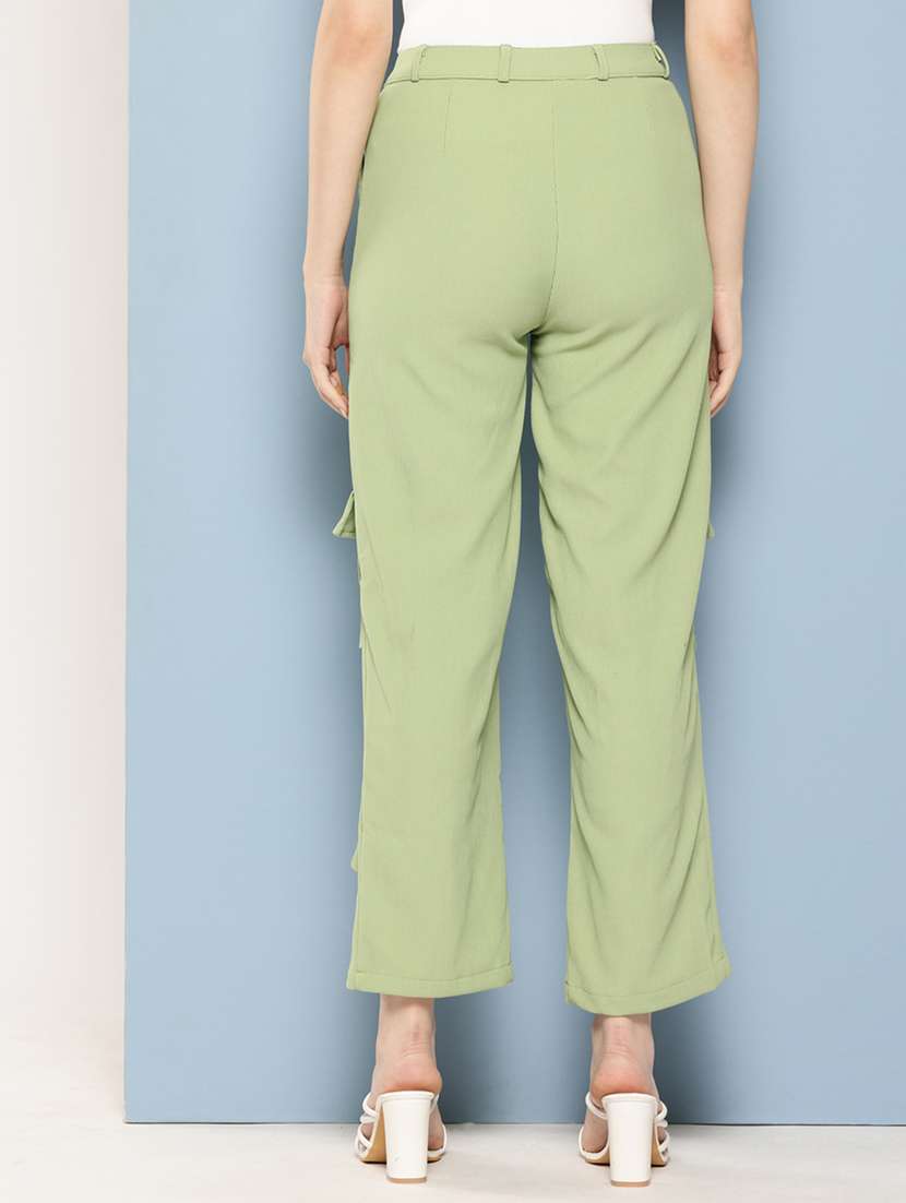 women solid mid rise regular fit cargo - 22224856 -  Standard Image - 2