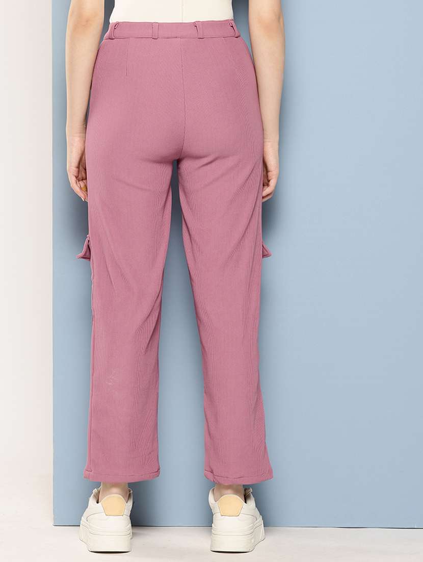 women solid mid rise regular fit cargo - 22224857 -  Standard Image - 2