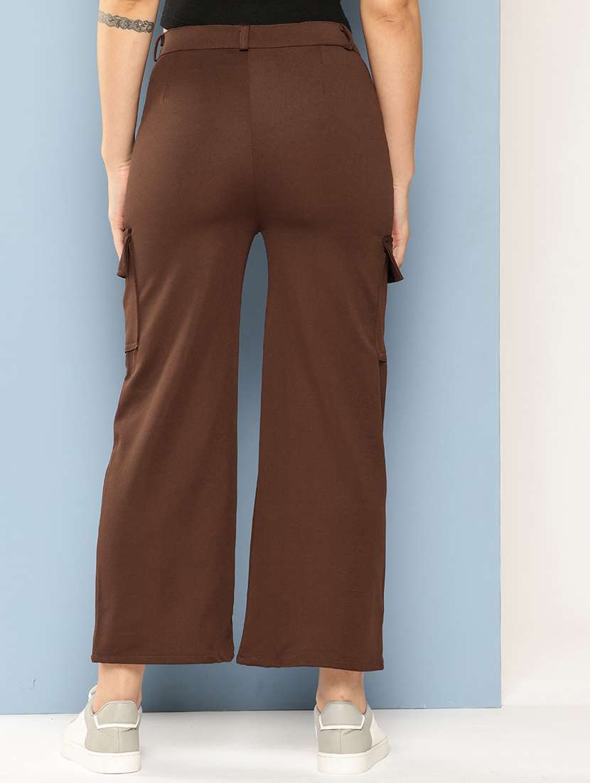 women solid mid rise regular fit cargo - 22224862 -  Standard Image - 2