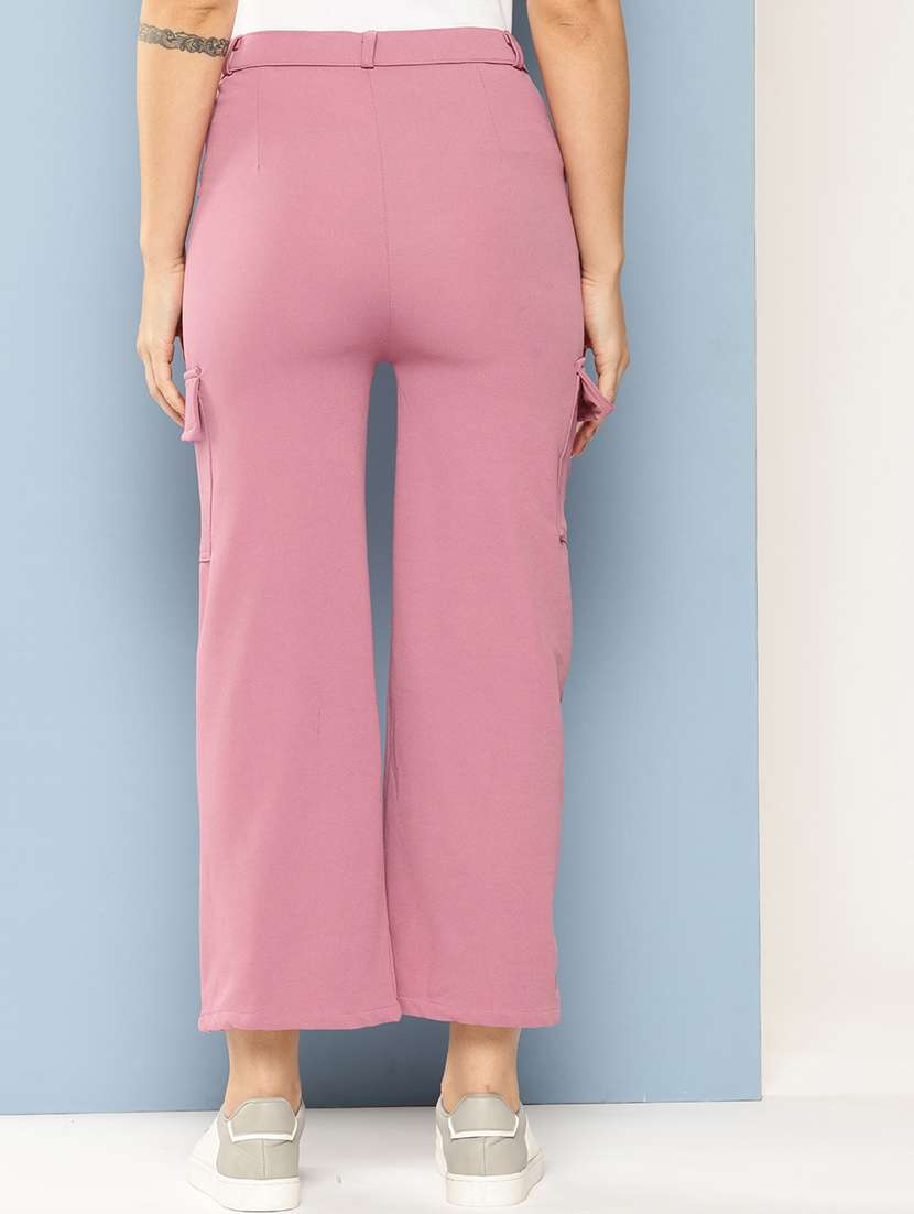 women solid mid rise regular fit cargo - 22224864 -  Standard Image - 2