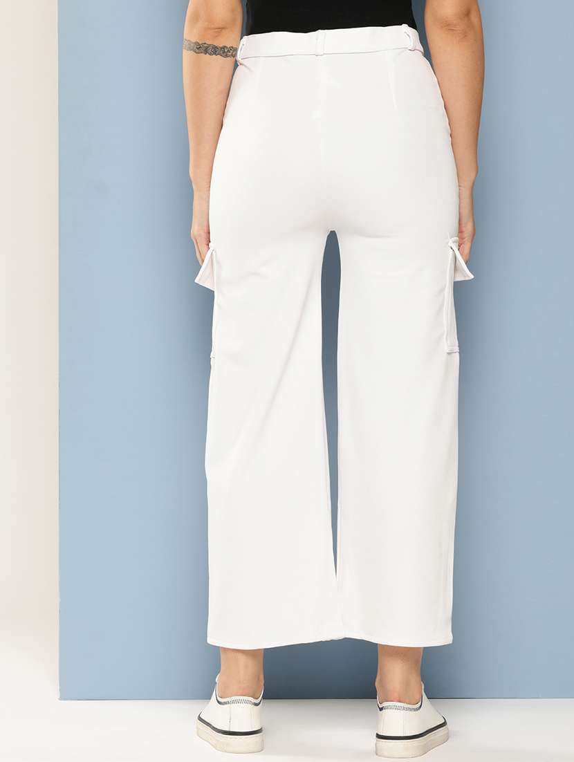 women solid mid rise regular fit cargo - 22224866 -  Standard Image - 2