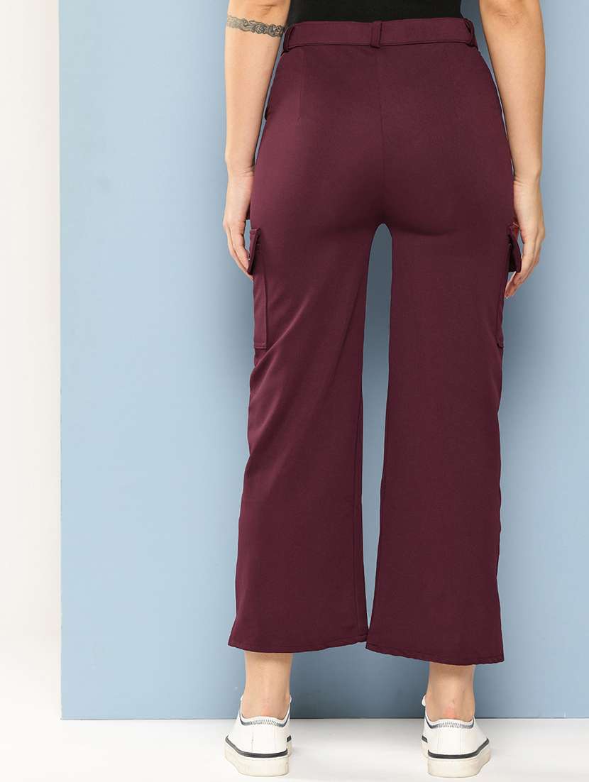 women solid mid rise regular fit cargo - 22224867 -  Standard Image - 2