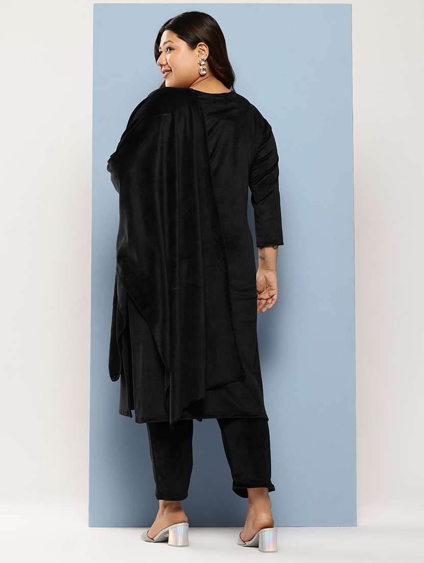 women plus size embellished three quarter sleeve kurta pant with dupatta set - 22224874 -  Standard Image - 2