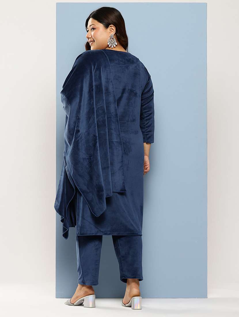 women plus size embellished three quarter sleeve kurta pant with dupatta set - 22224875 -  Standard Image - 2