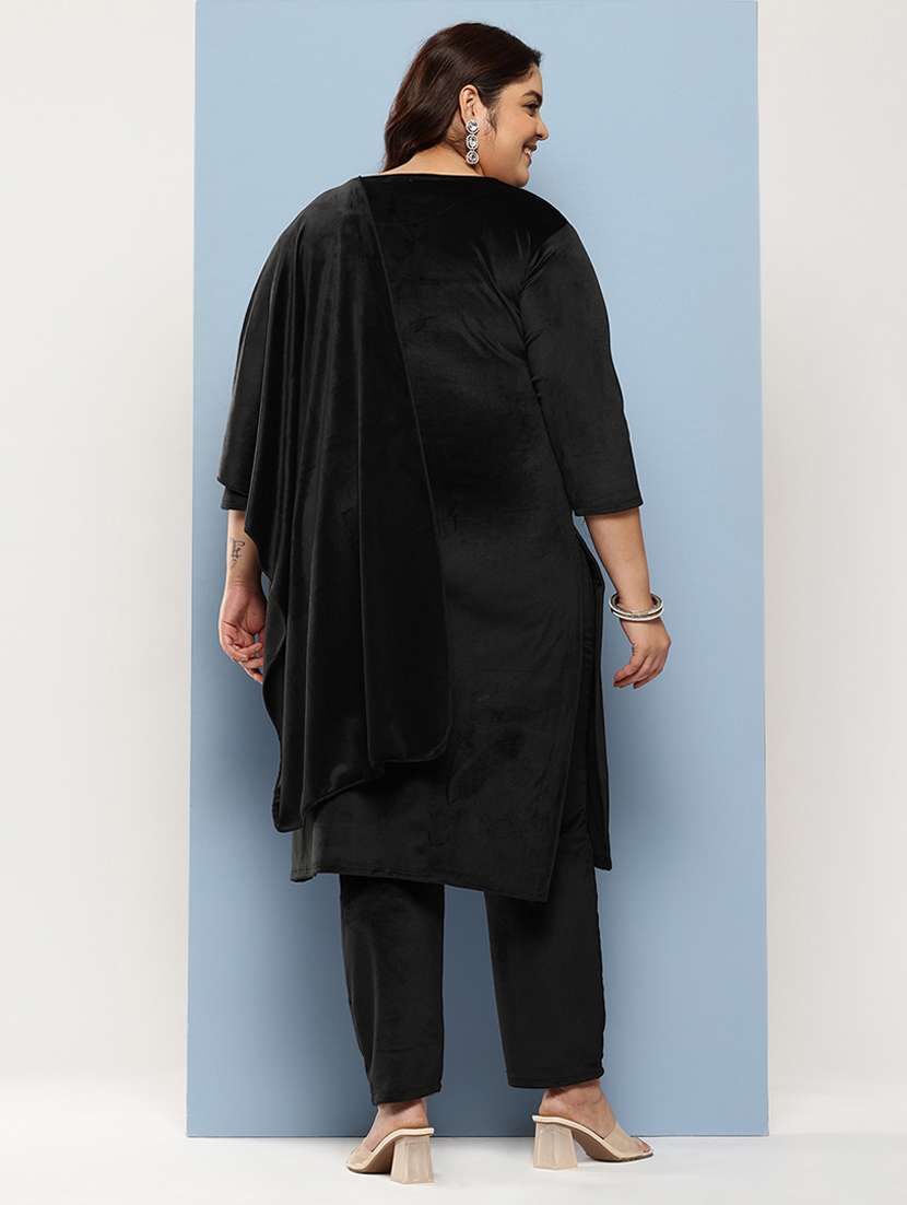 women plus size embellished three quarter sleeve kurta pant with dupatta set - 22224881 -  Standard Image - 2