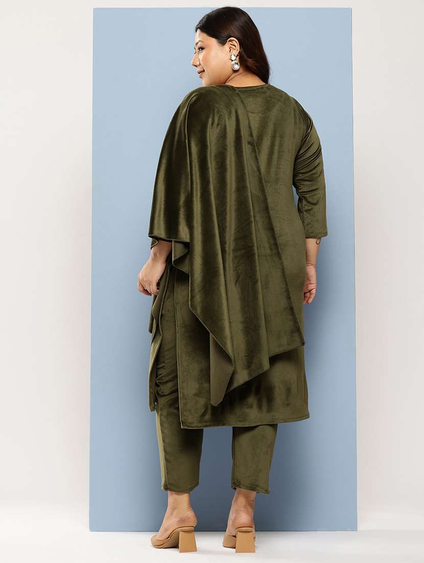 women plus size embellished three quarter sleeve kurta pant with dupatta set - 22224892 -  Standard Image - 2