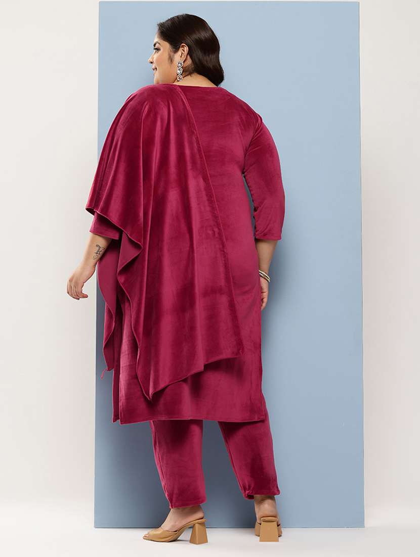 women plus size embellished three quarter sleeve kurta pant with dupatta set - 22224893 -  Standard Image - 2