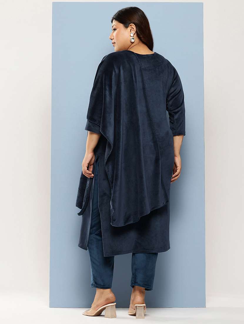 women plus size embellished three quarter sleeve kurta pant with dupatta set - 22224896 -  Standard Image - 2