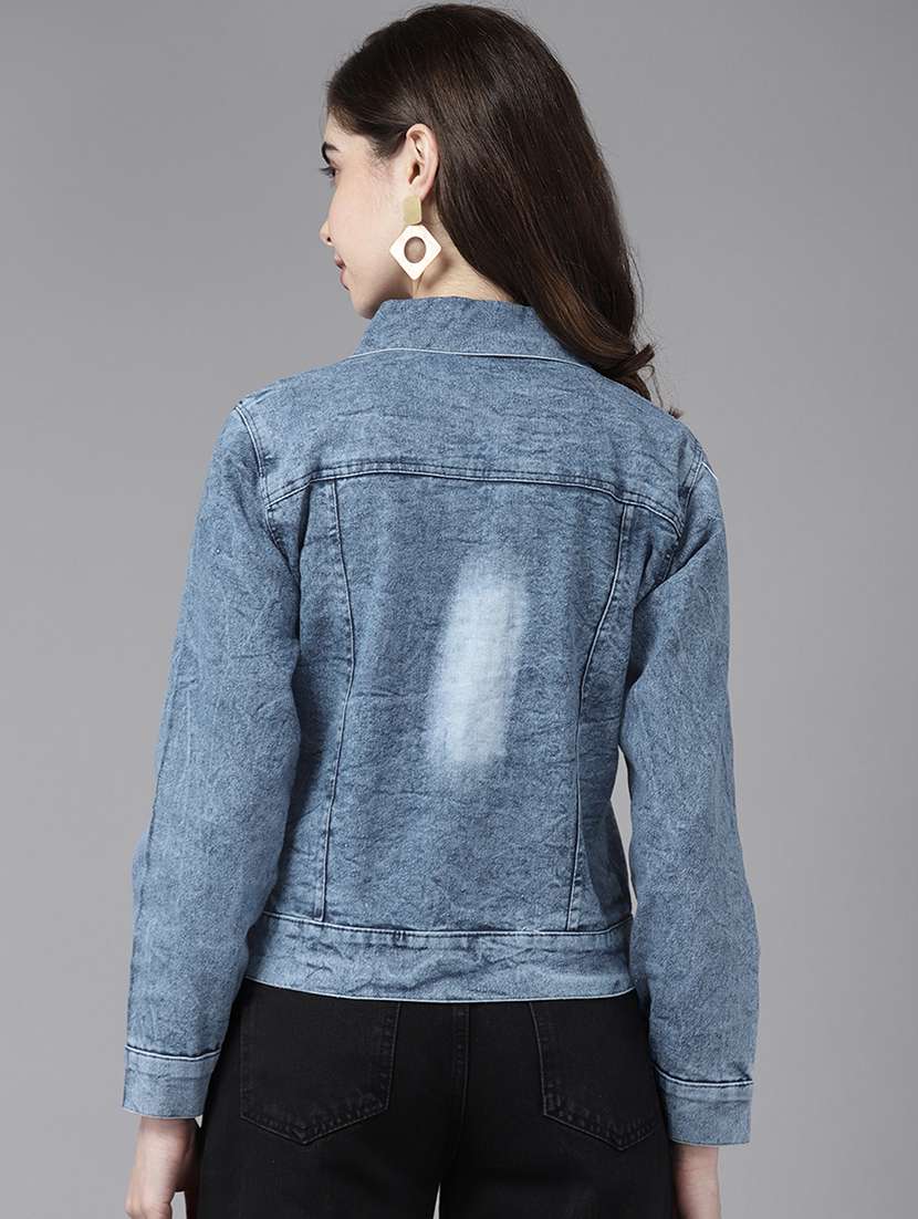 women solid long sleeve denim jacket - 22224909 -  Standard Image - 2