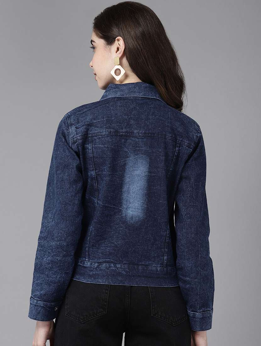 women solid long sleeve denim jacket - 22224910 -  Standard Image - 2