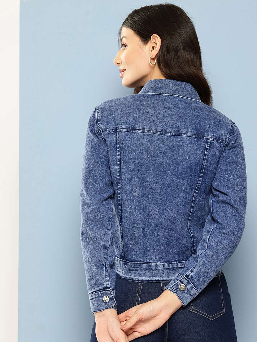women solid long sleeve denim jacket - 22224912 -  Standard Image - 2