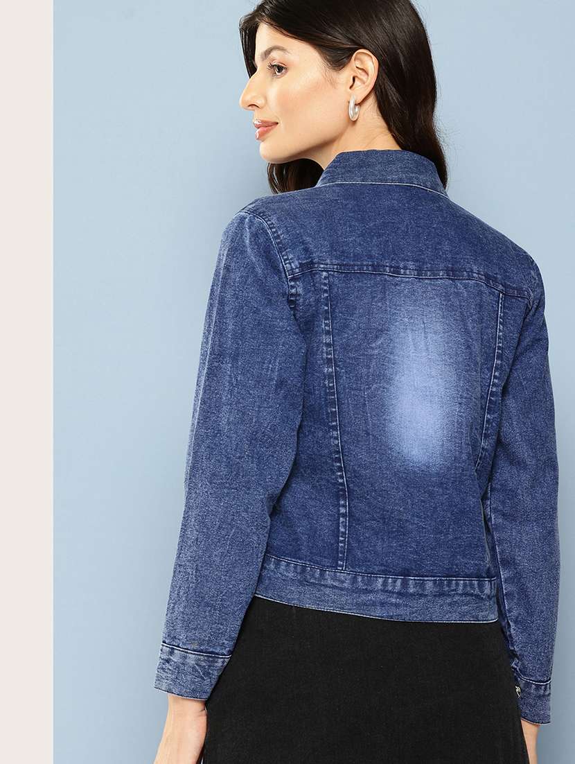 women solid long sleeve denim jacket - 22224914 -  Standard Image - 2