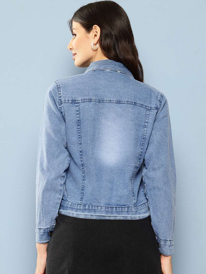 women patched work long sleeve denim jacket - 22224917 -  Standard Image - 2
