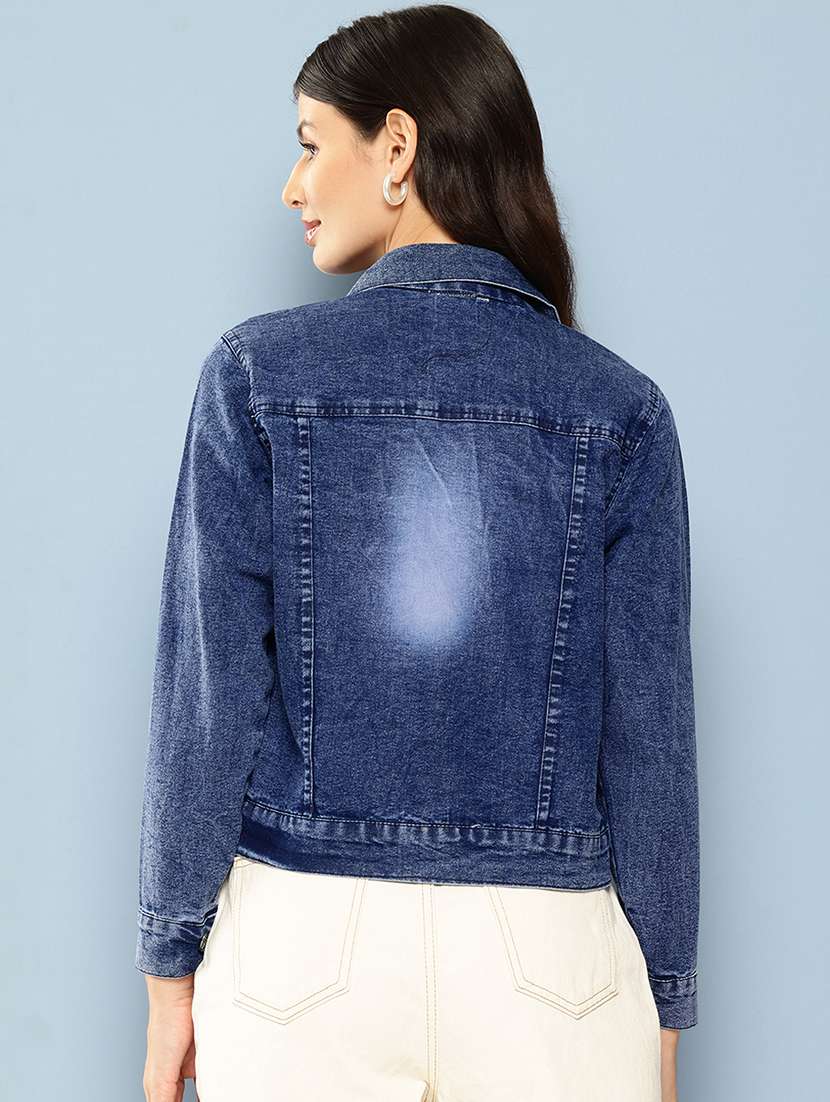 women patched work long sleeve denim jacket - 22224918 -  Standard Image - 2