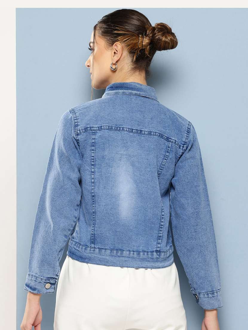 women patched work long sleeve denim jacket - 22224921 -  Standard Image - 2