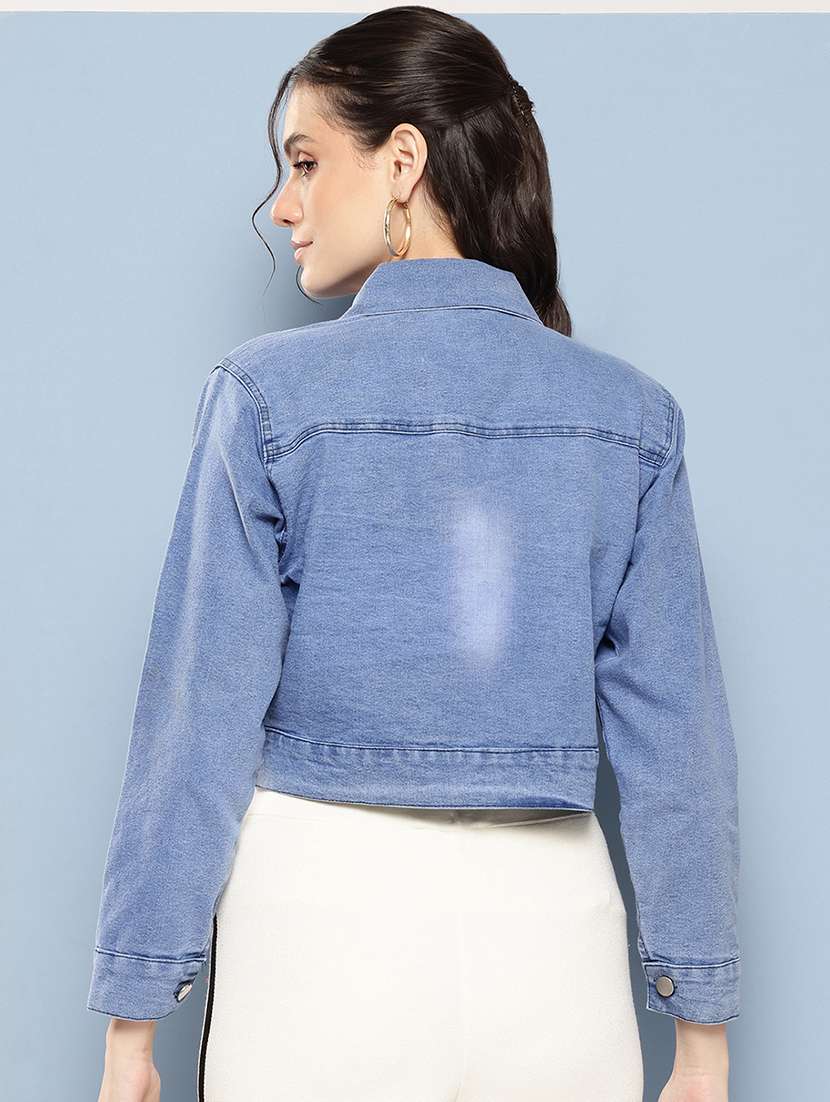 women solid long sleeve denim jacket - 22224931 -  Standard Image - 2