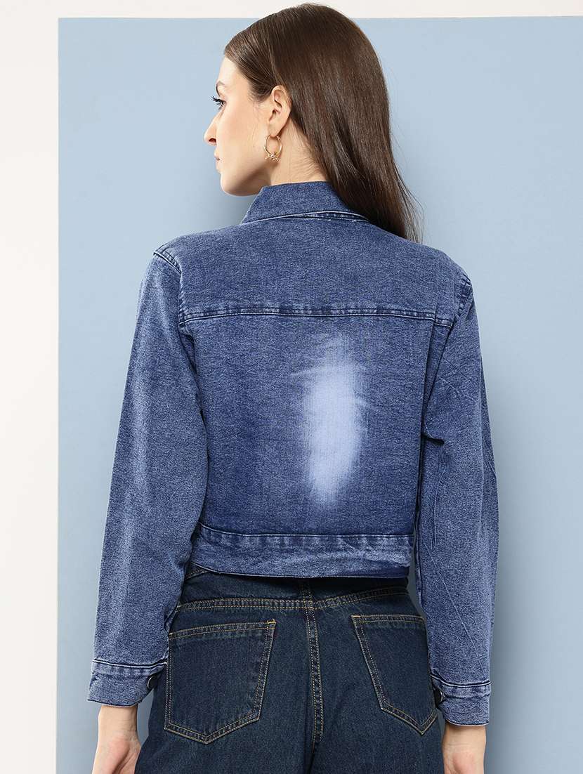 women solid long sleeve denim jacket - 22224932 -  Standard Image - 2