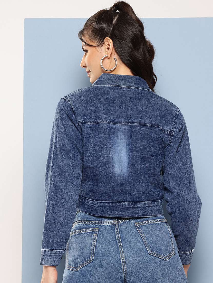 women solid long sleeve denim jacket - 22224934 -  Standard Image - 2