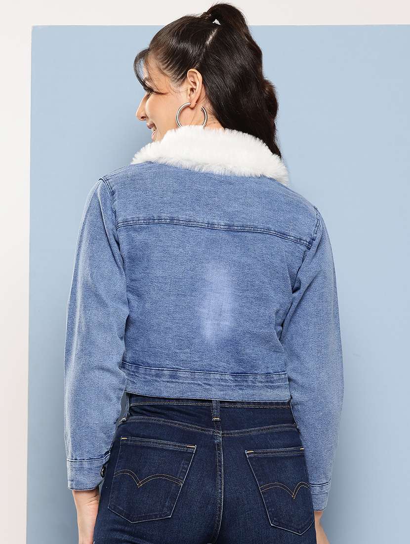 women solid long sleeve denim jacket - 22224935 -  Standard Image - 2