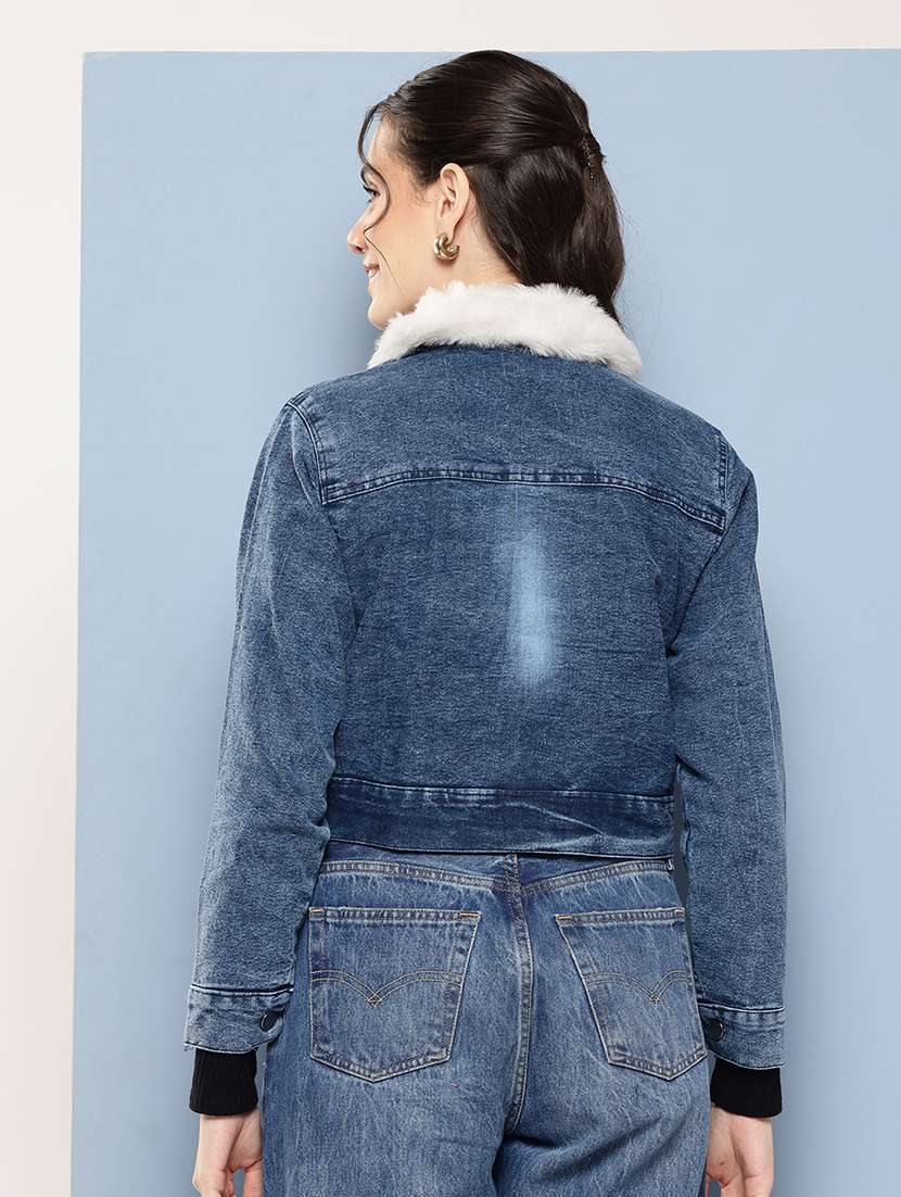 women solid long sleeve denim jacket - 22224936 -  Standard Image - 2