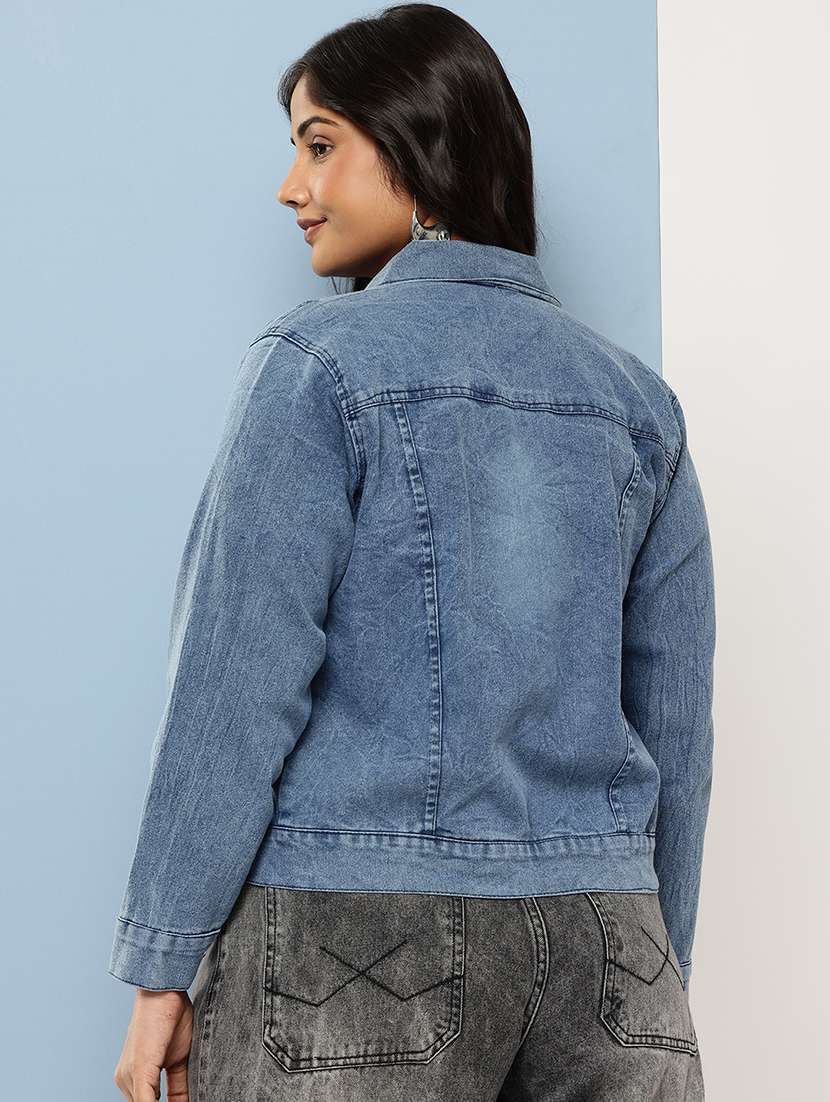 women solid long sleeve denim jacket - 22224947 -  Standard Image - 2