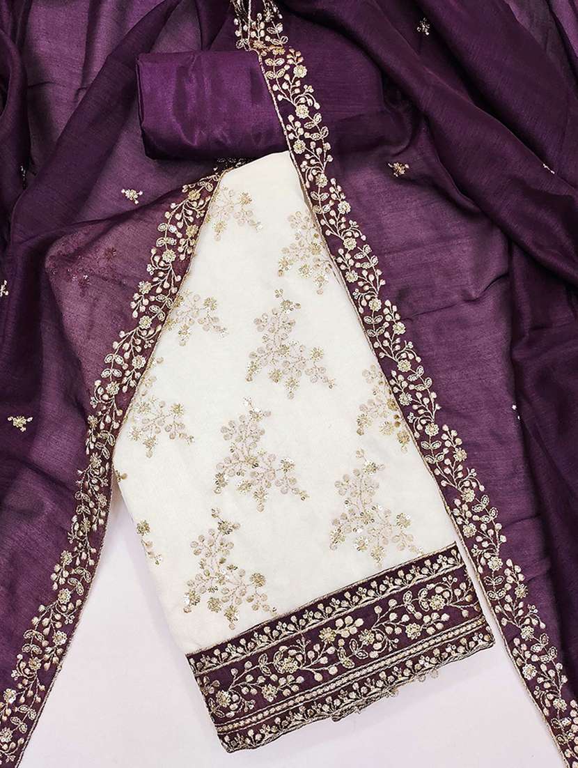 women solid with work embroidered unstitched suit set - 22224966 -  Standard Image - 2