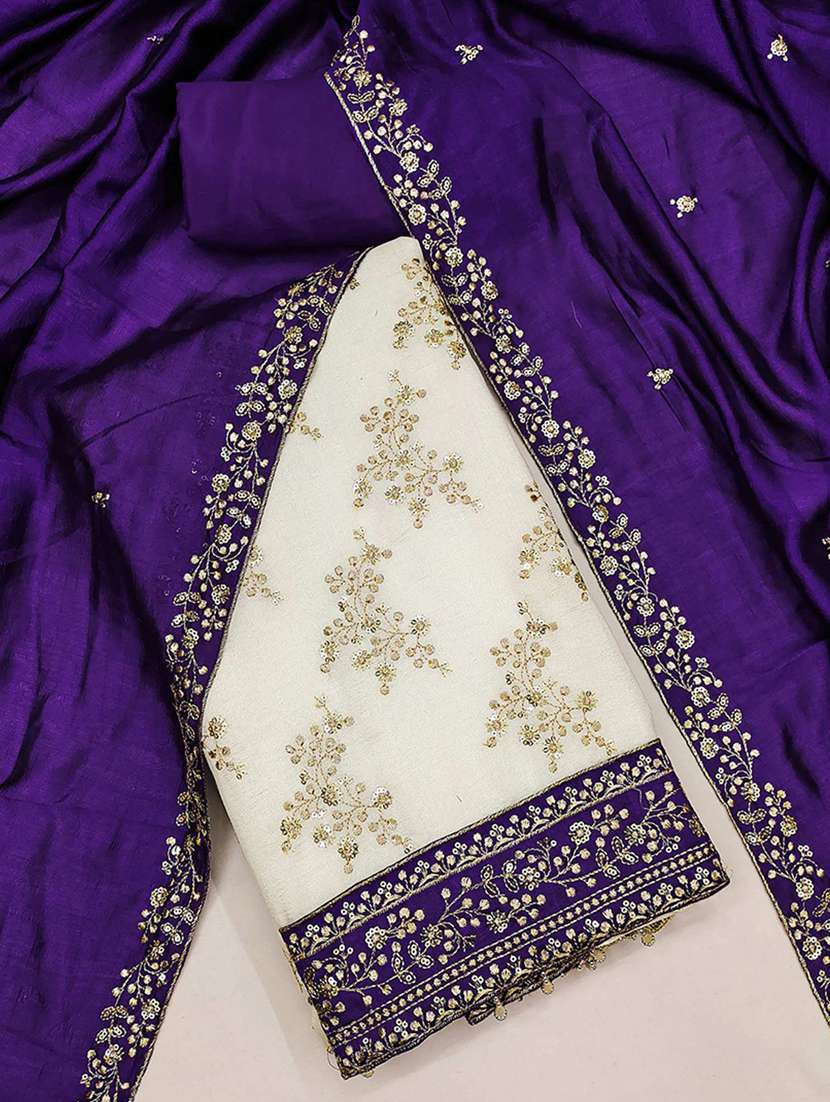 women solid with work embroidered unstitched suit set - 22224967 -  Standard Image - 2